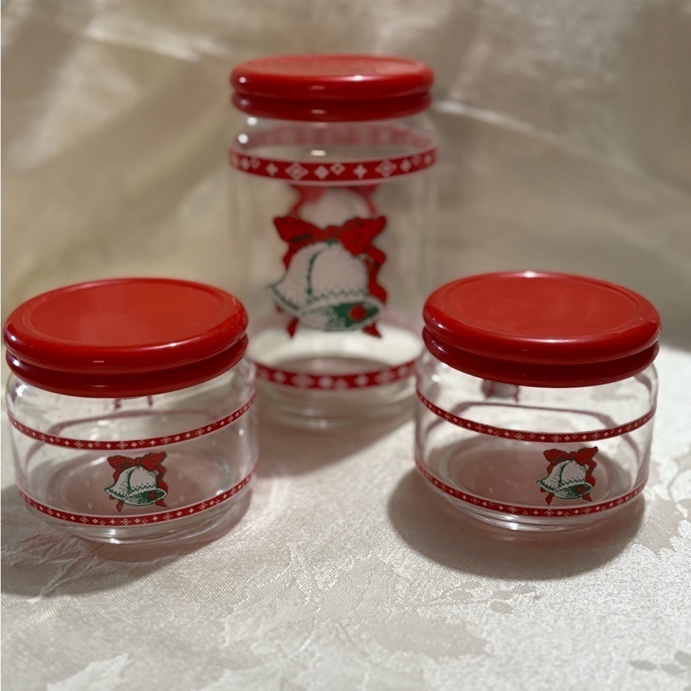 Vintage Festive Red Holiday Decor Jar Set